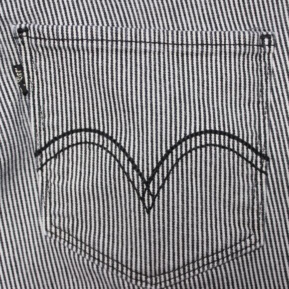 Levi’s 524 Skinny Jeans W31 L32 Women Black White Pinstripe Stretch Denim - Picture 10 of 10
